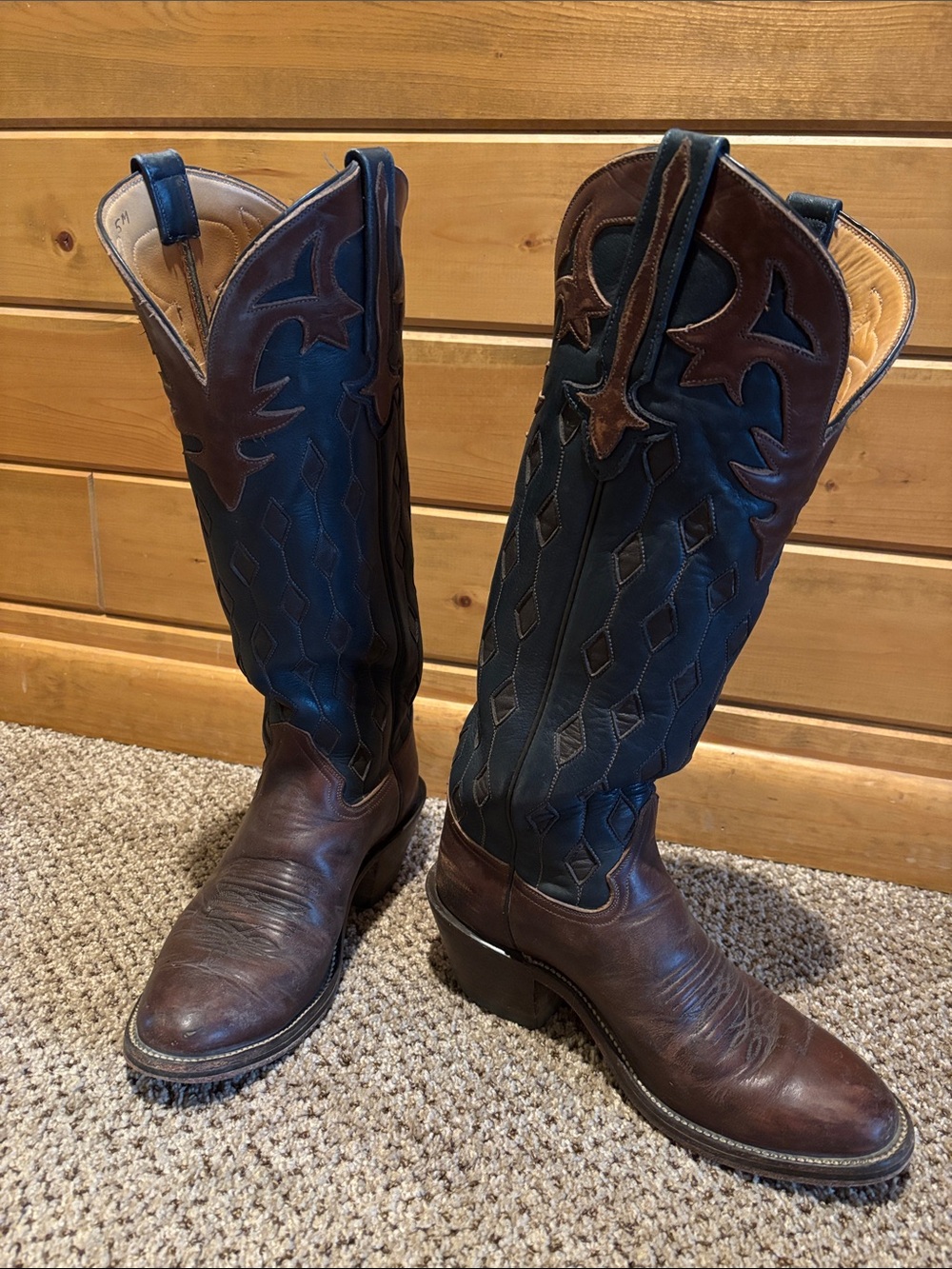 Men's Honcho Two-Tone Brown and Black Western Buckaroo Cowboy Boots
